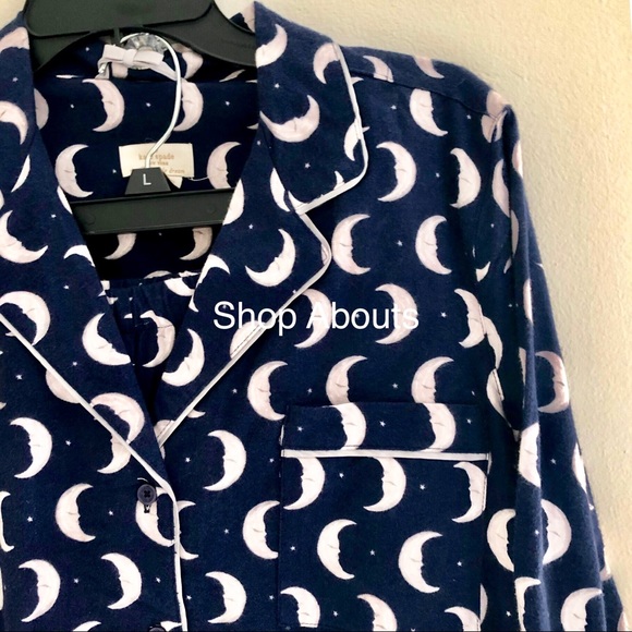 Kate Spade Navy Moons Pajamas Pajama Set L XL New - Picture 4 of 8